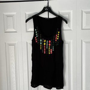 Ella Moss Black Tunic With Neon Buttons- M